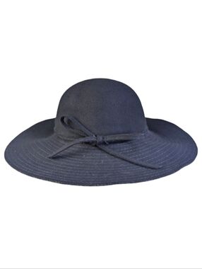 Christy’s Crown Collection 100% Wool Wide Brim Navy Hat With Bow Detail
